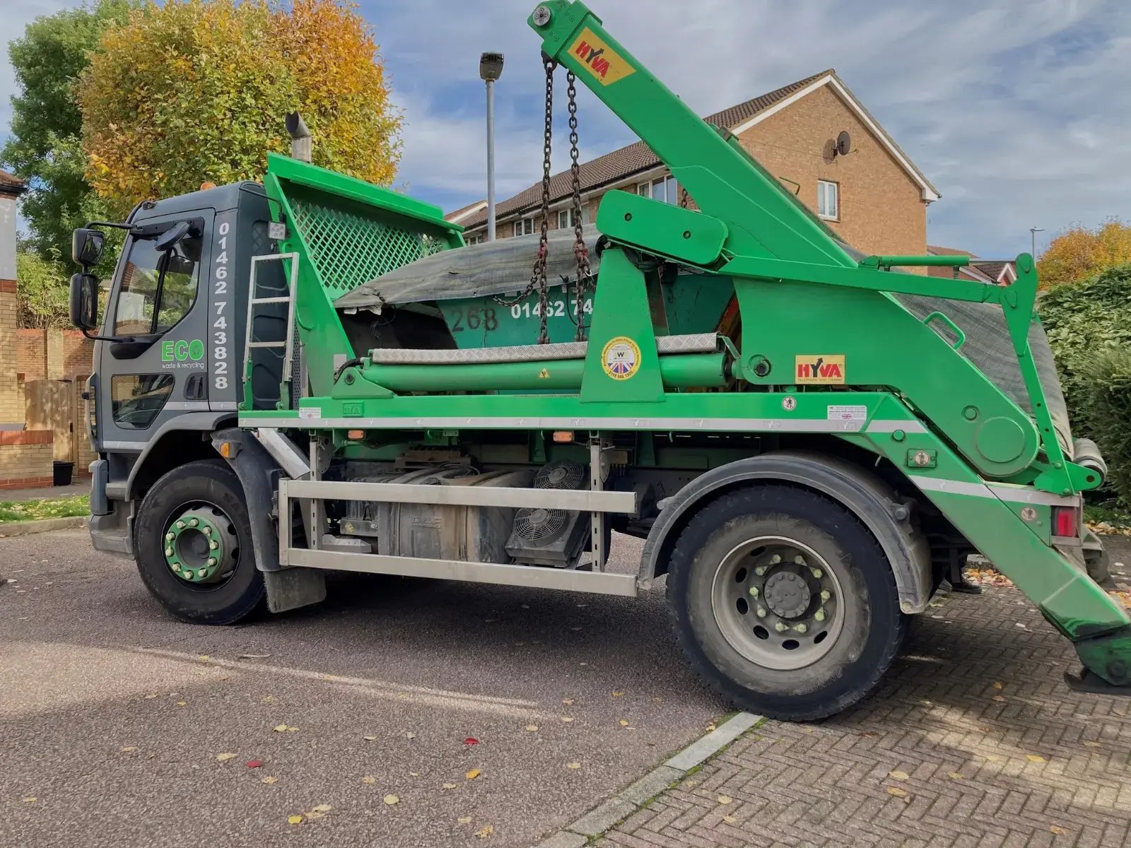 skip truck outside street skip truck outside street